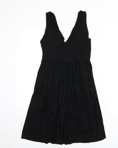 Zara Womens Black Viscose A-Line Size M V-Neck Pullover