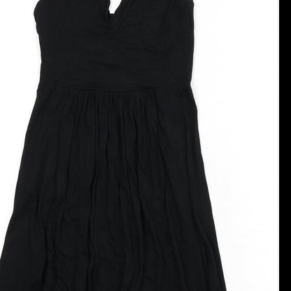 Zara Womens Black Viscose A-Line Size M V-Neck Pullover