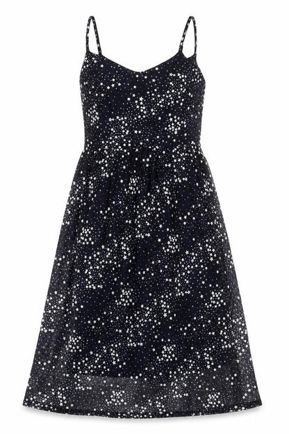 TFNC Womens Blue Geometric Polyester A-Line Size M Scoop Neck Pullover - Star Print