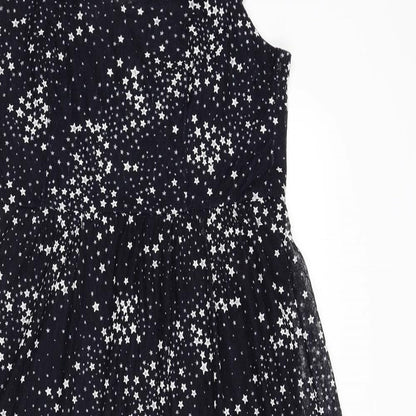 TFNC Womens Blue Geometric Polyester A-Line Size M Scoop Neck Pullover - Star Print