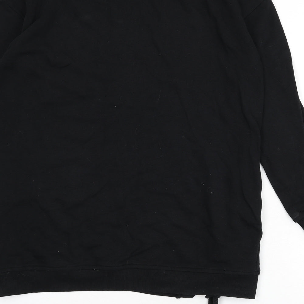 Capsule Womens Black Cotton Pullover Sweatshirt Size 12 Pullover - Mock Neck, Lace Up Detail