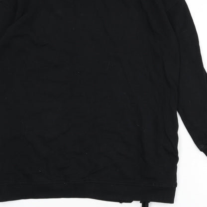 Capsule Womens Black Cotton Pullover Sweatshirt Size 12 Pullover - Mock Neck, Lace Up Detail