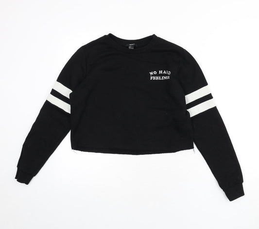 Womens UK Size S FOREVER 21 Black Pullover Sweatshirt