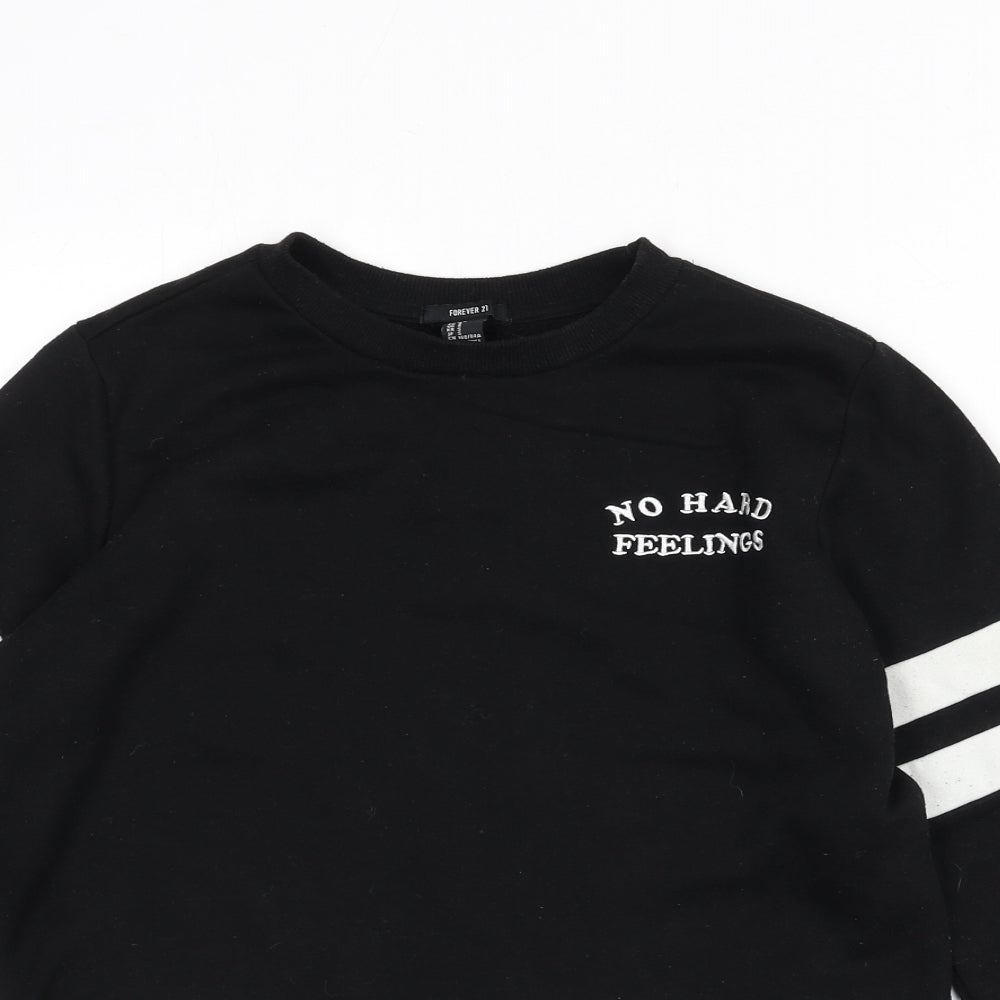 Womens UK Size S FOREVER 21 Black Pullover Sweatshirt