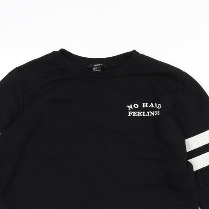 Womens UK Size S FOREVER 21 Black Pullover Sweatshirt