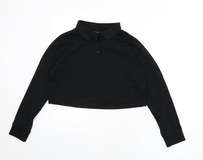 Womens UK Size S Zara Black Cropped Polo