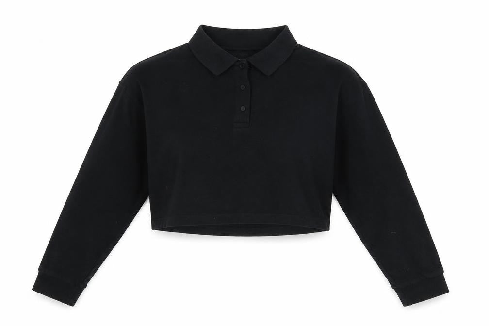 Womens UK Size S Zara Black Cropped Polo