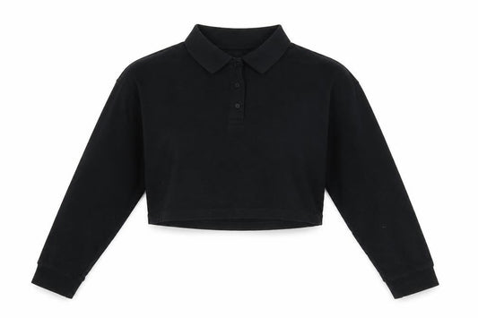 Womens UK Size S Zara Black Cropped Polo