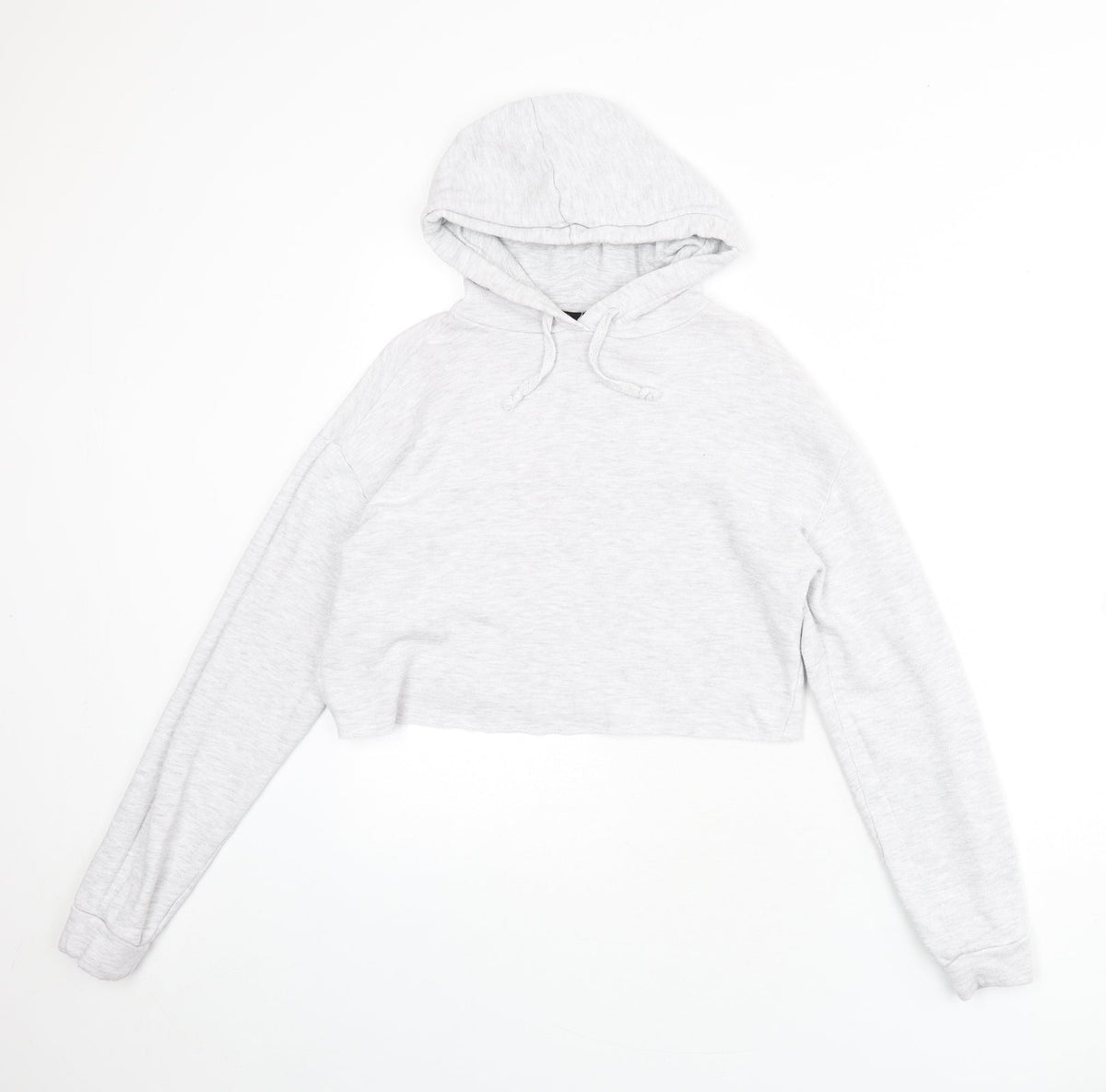 Topshop Womens Grey Cotton Pullover Hoodie Size 6 Pullover - Cropped