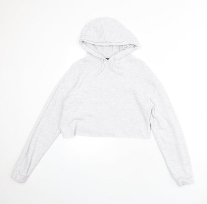 Topshop Womens Grey Cotton Pullover Hoodie Size 6 Pullover - Cropped