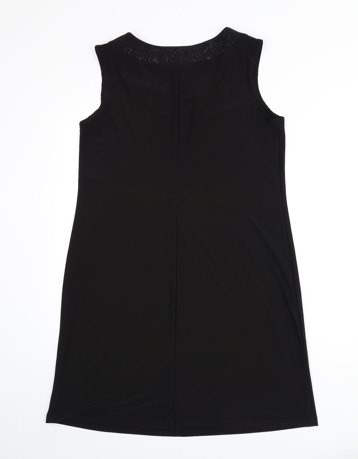 R&M Richards Womens Black Polyester A-Line Size 12 Scoop Neck Pullover - Floral Detail