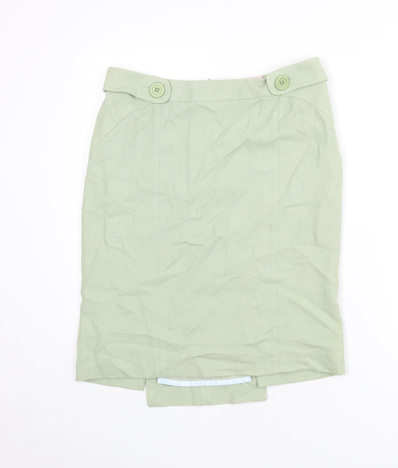 Oasis Womens Green Cotton Straight & Pencil Skirt Size 12 Zip - Back Slits