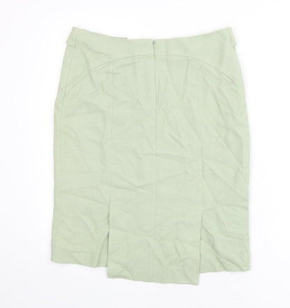 Oasis Womens Green Cotton Straight & Pencil Skirt Size 12 Zip - Back Slits