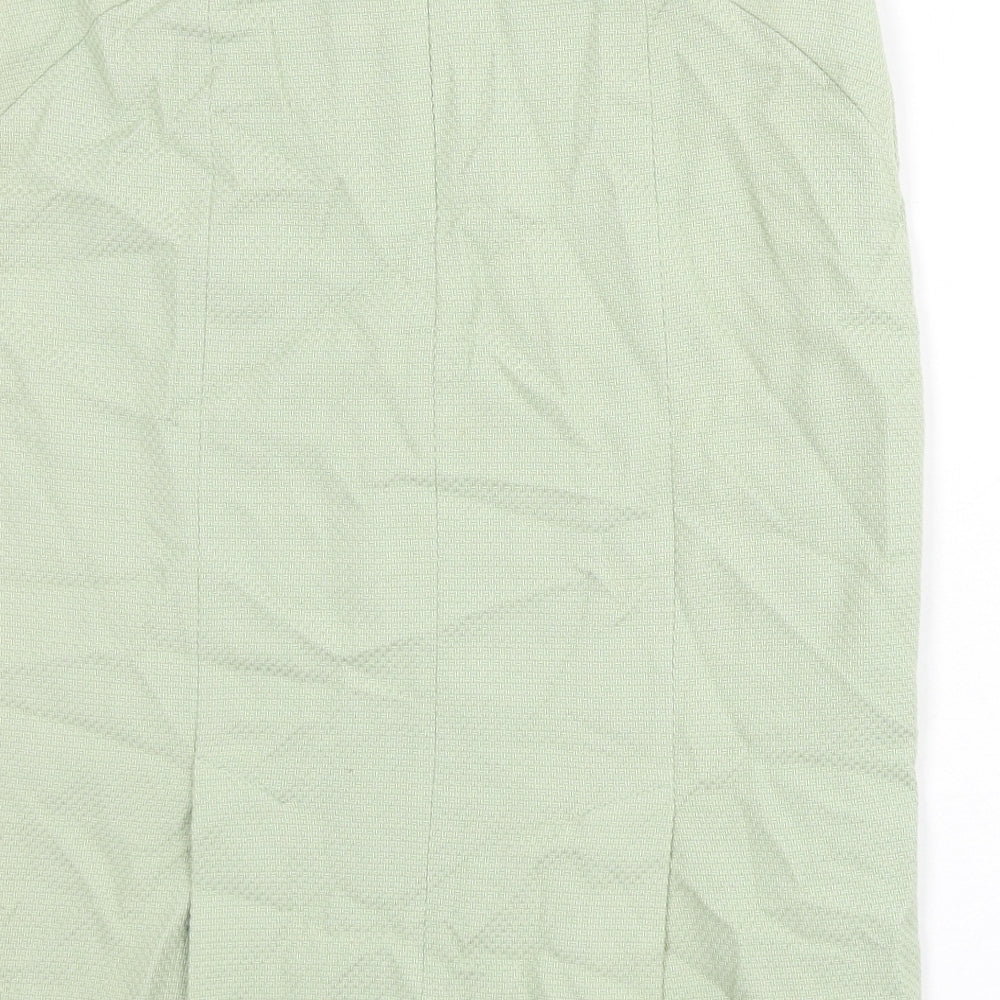 Oasis Womens Green Cotton Straight & Pencil Skirt Size 12 Zip - Back Slits