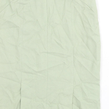 Oasis Womens Green Cotton Straight & Pencil Skirt Size 12 Zip - Back Slits