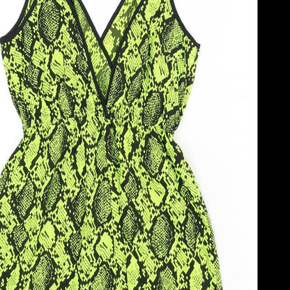 New Look Womens Green Animal Print Polyester Romper One-Piece Size S Pullover - Snake Skin Print