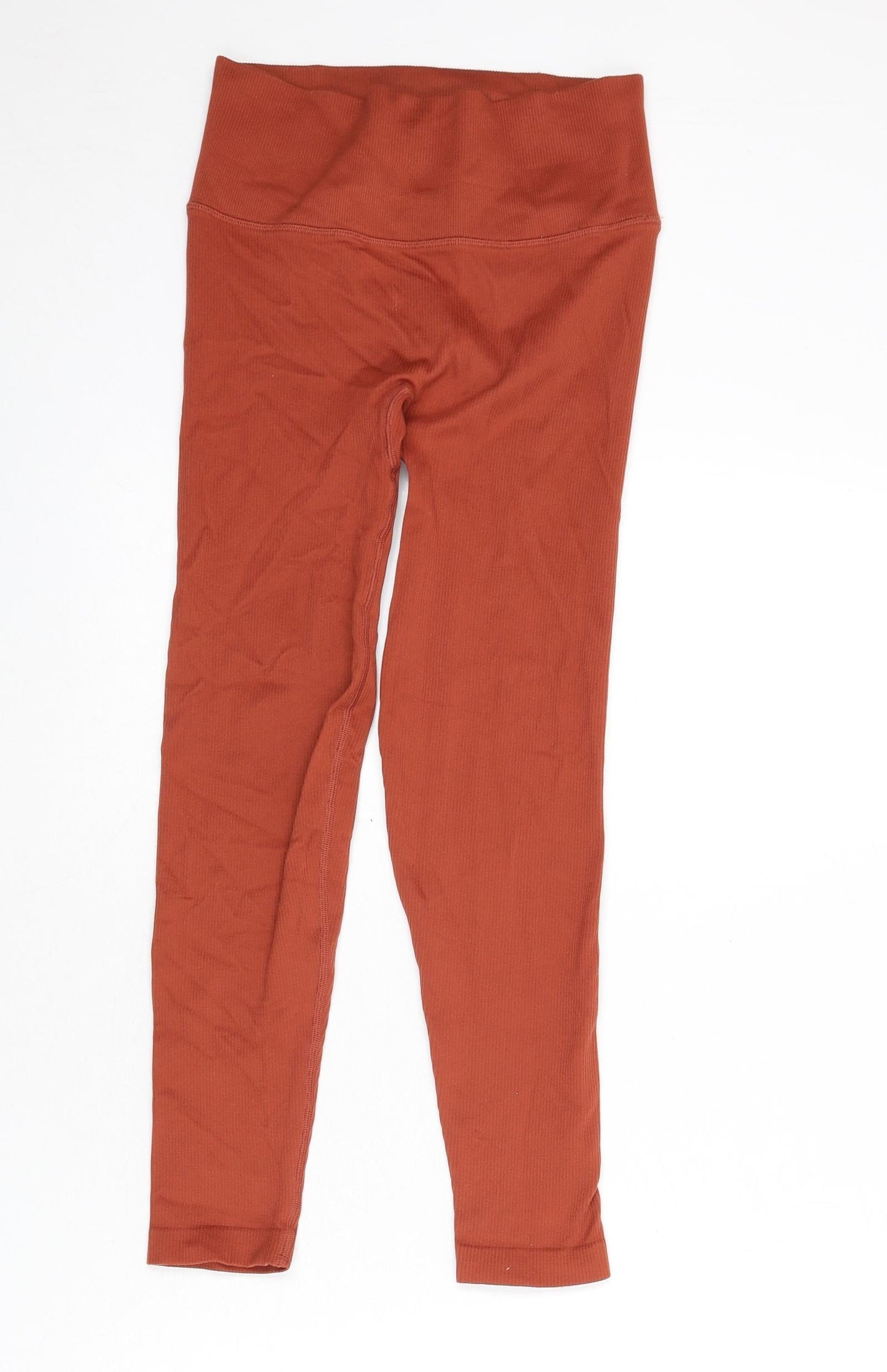 Victoria Sport Womens Orange Polyamide Capri Leggings Size 26 in L24 in Regular Pullover - Ribbed
