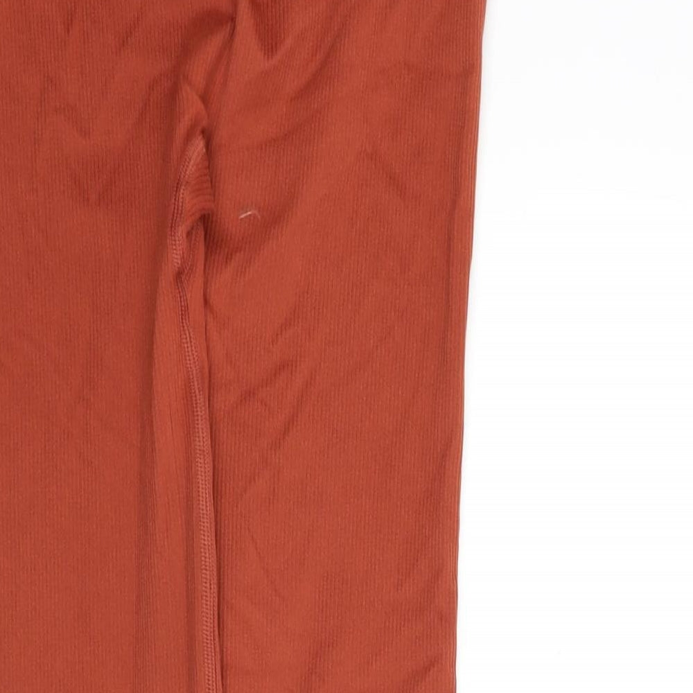 Victoria Sport Womens Orange Polyamide Capri Leggings Size 26 in L24 in Regular Pullover - Ribbed