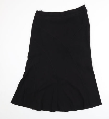 Classics Womens Black Polyester Flare Skirt Size 12 Zip