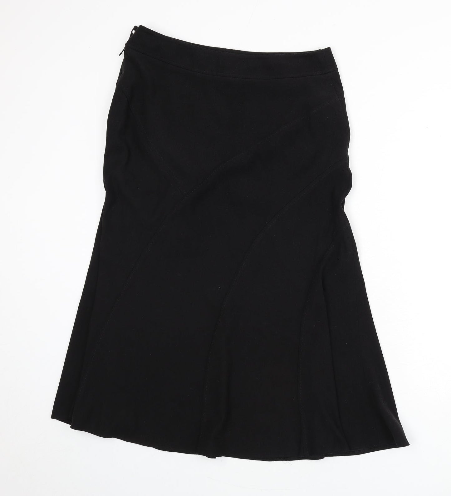Classics Womens Black Polyester Flare Skirt Size 12 Zip