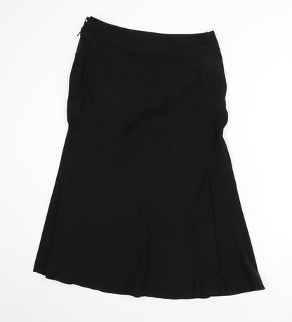 Classics Womens Black Polyester Flare Skirt Size 12 Zip