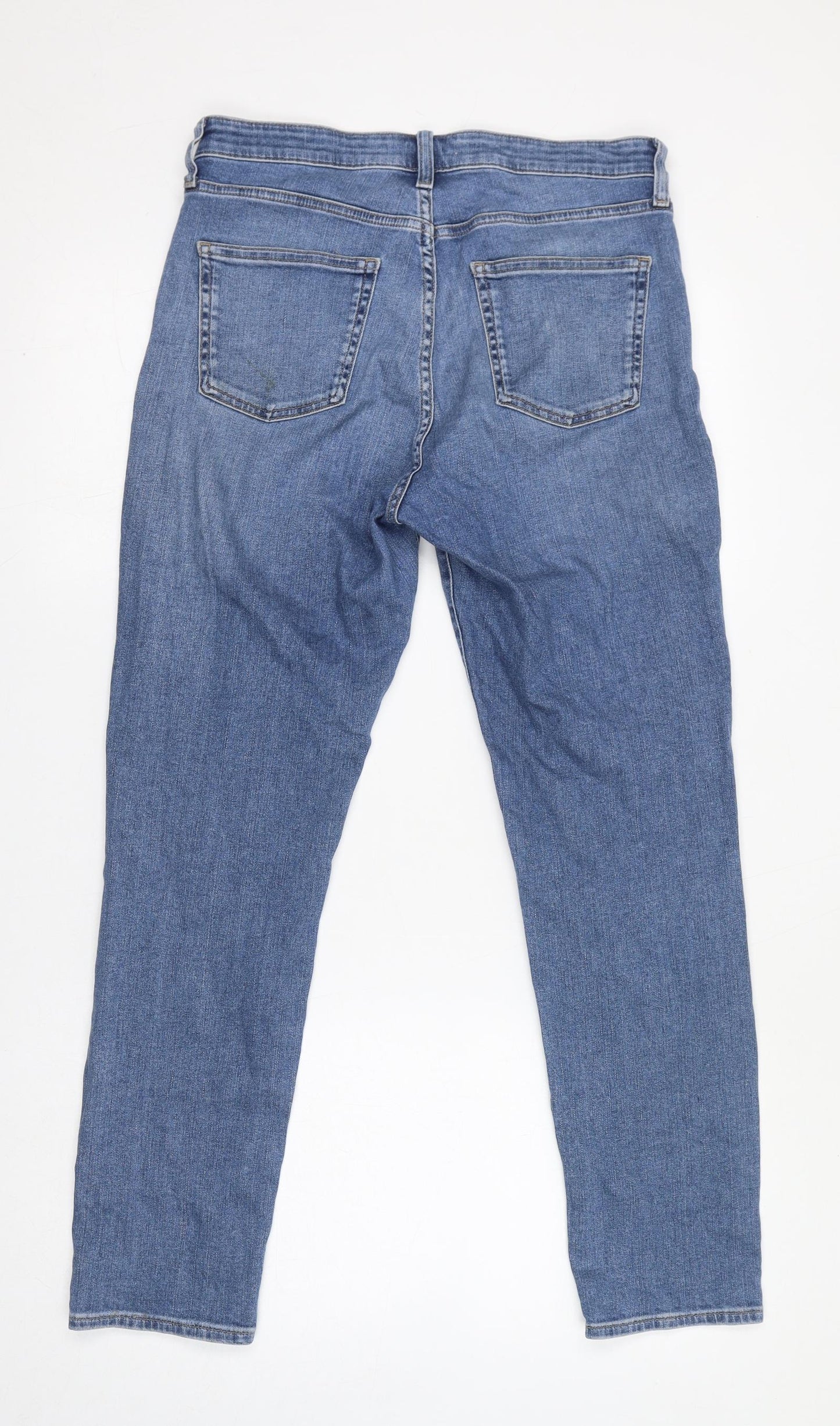 Uniqlo Womens Blue Cotton Cropped Jeans Size 28 in L28 in Regular Zip