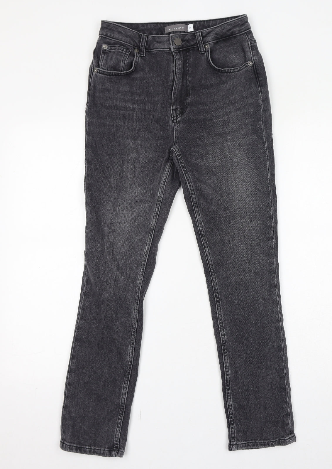 Mint Velvet Womens Black Cotton Straight Jeans Size 8 L27 in Regular Zip