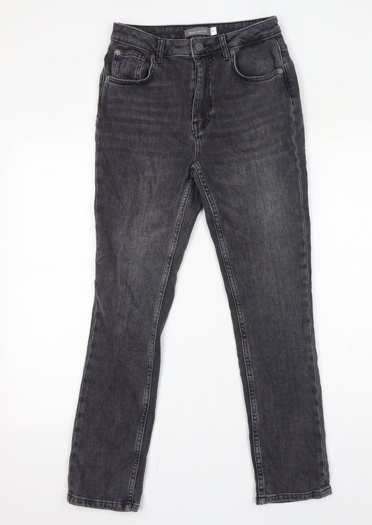 Mint Velvet Womens Black Cotton Straight Jeans Size 8 L27 in Regular Zip