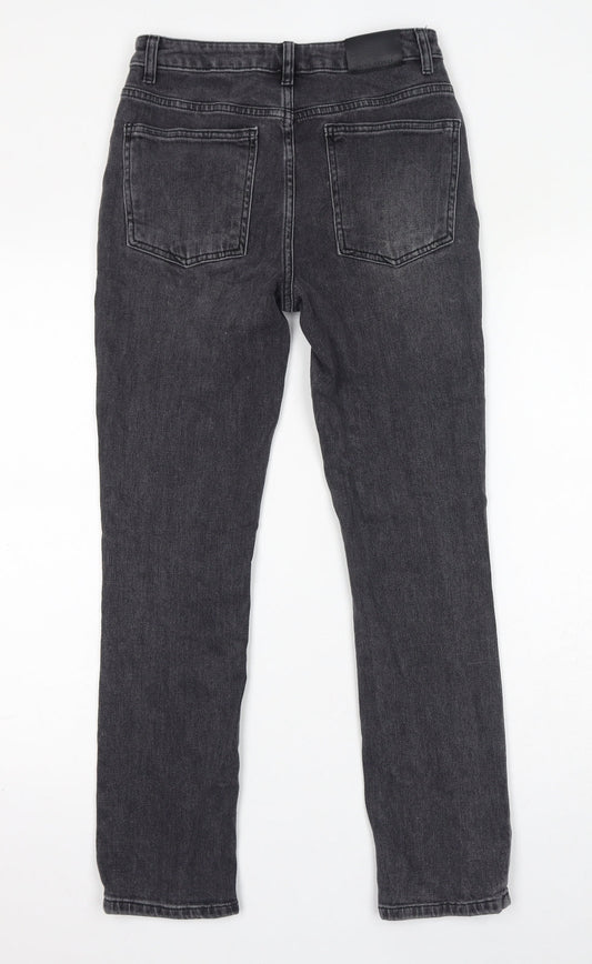 Mint Velvet Womens Black Cotton Straight Jeans Size 8 L27 in Regular Zip