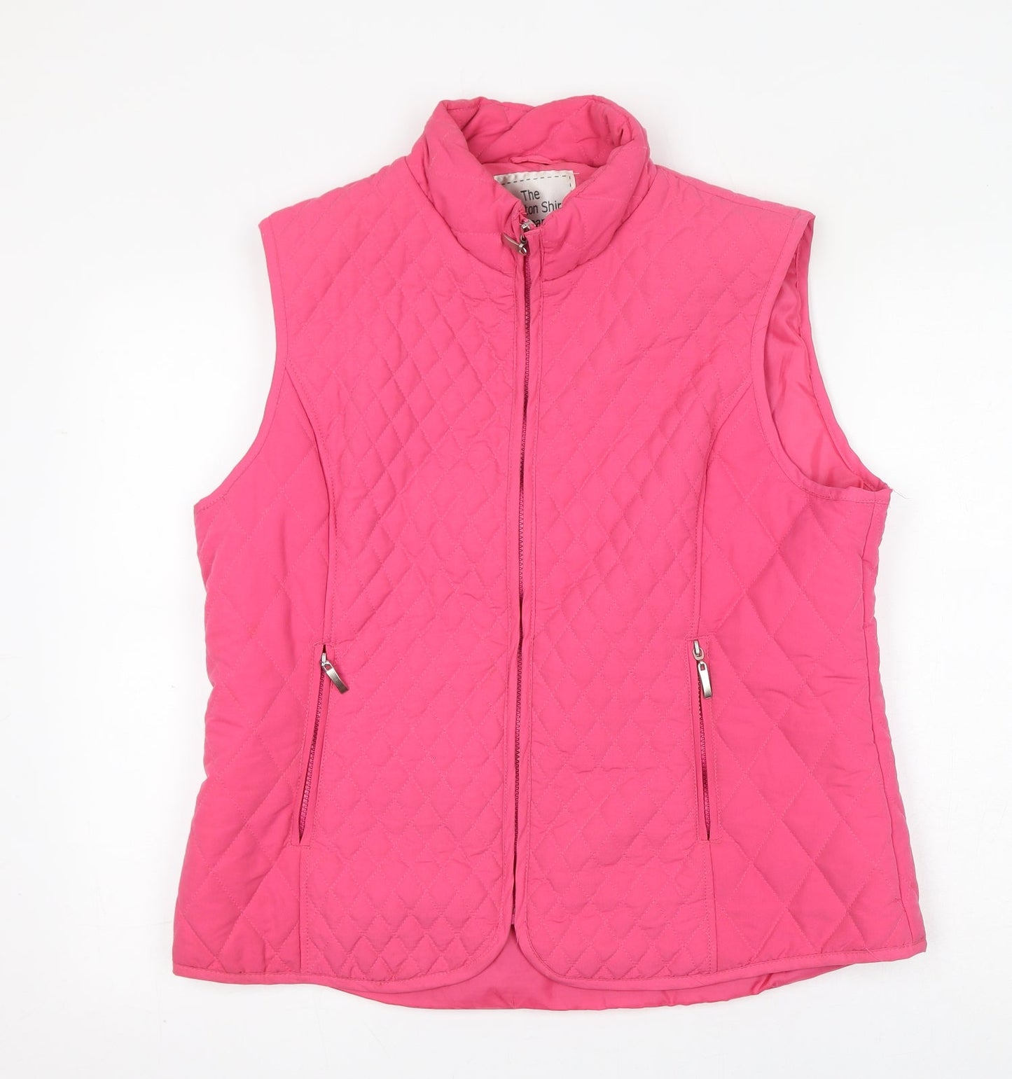The Cotton Shirt Company Womens Pink Gilet Jacket Size L Zip - Quilted