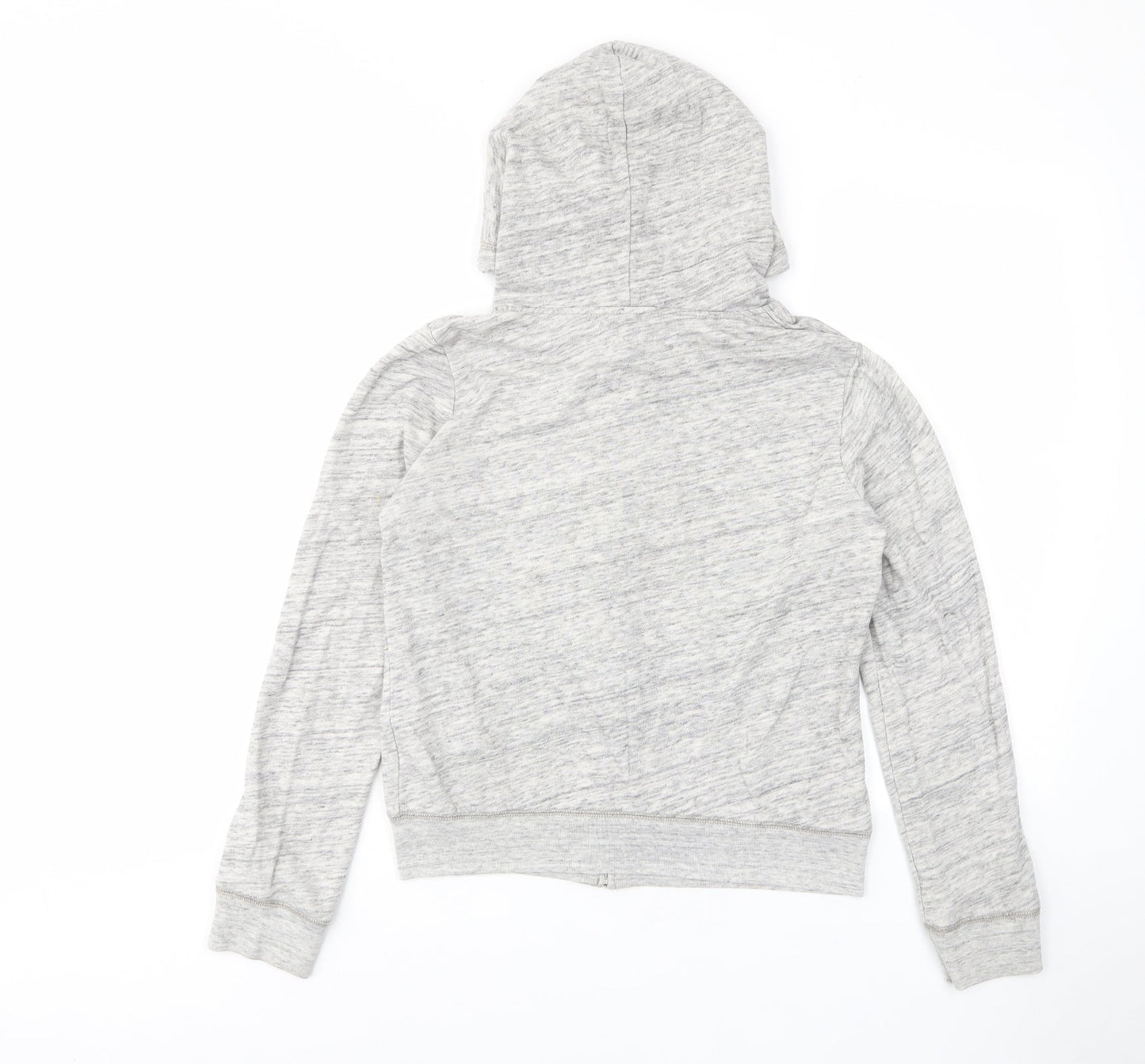 Hollister Womens Grey Cotton Full Zip Hoodie Size M Zip - Pockets, Logo, Embroided