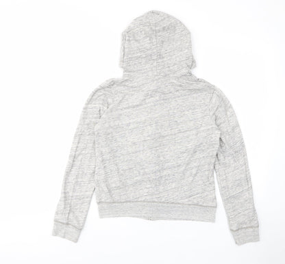 Hollister Womens Grey Cotton Full Zip Hoodie Size M Zip - Pockets, Logo, Embroided