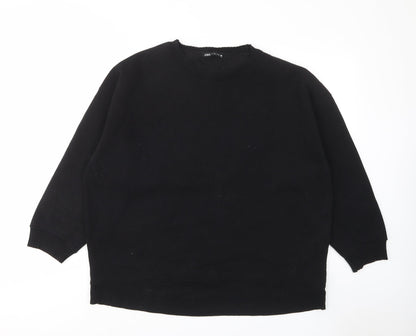 Zara Womens Black Cotton Pullover Sweatshirt Size L Pullover