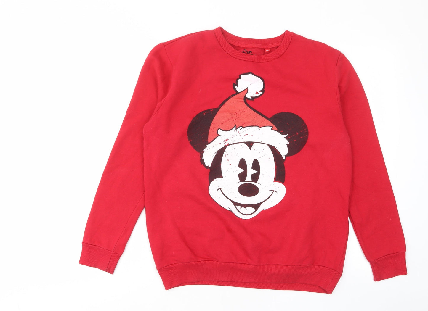 Mickey Mouse Womens Red Cotton Pullover Sweatshirt Size 8 Pullover