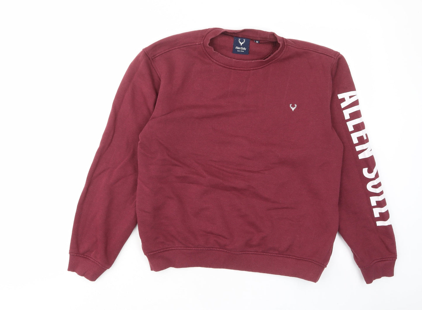 Allen Solly Womens Red Cotton Pullover Sweatshirt Size M Pullover - Logo, Embroided