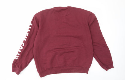 Allen Solly Womens Red Cotton Pullover Sweatshirt Size M Pullover - Logo, Embroided