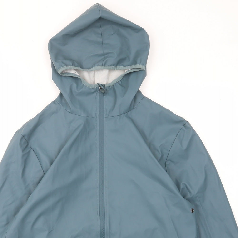 Rain Womens Blue Rain Coat Coat Size XS Zip - Zip Pockets