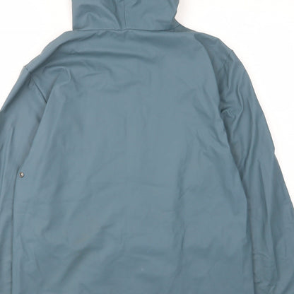 Rain Womens Blue Rain Coat Coat Size XS Zip - Zip Pockets