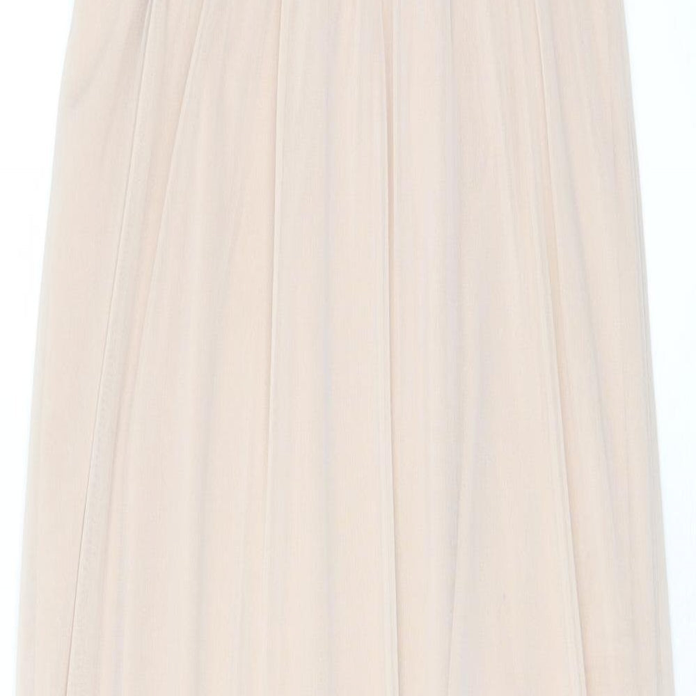 Miss Selfridge Womens Beige Polyester A-Line Size 4 V-Neck Pullover - Lace