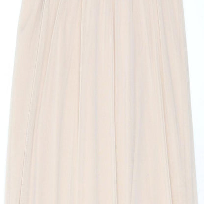 Miss Selfridge Womens Beige Polyester A-Line Size 4 V-Neck Pullover - Lace