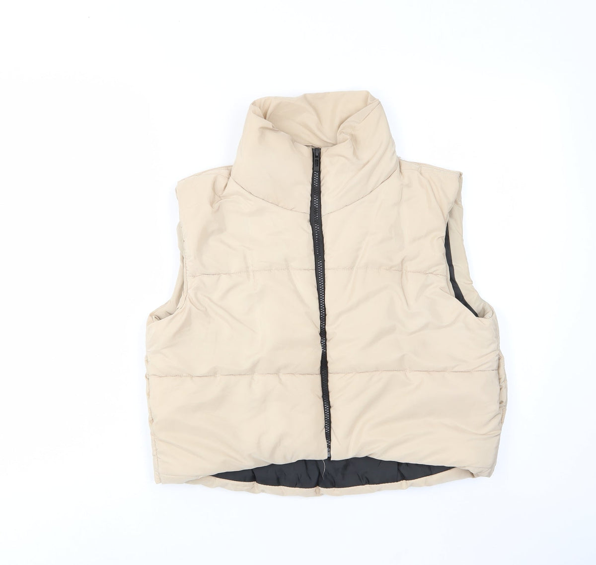 Risin Womens Beige Gilet Jacket Size L Zip - Pockets