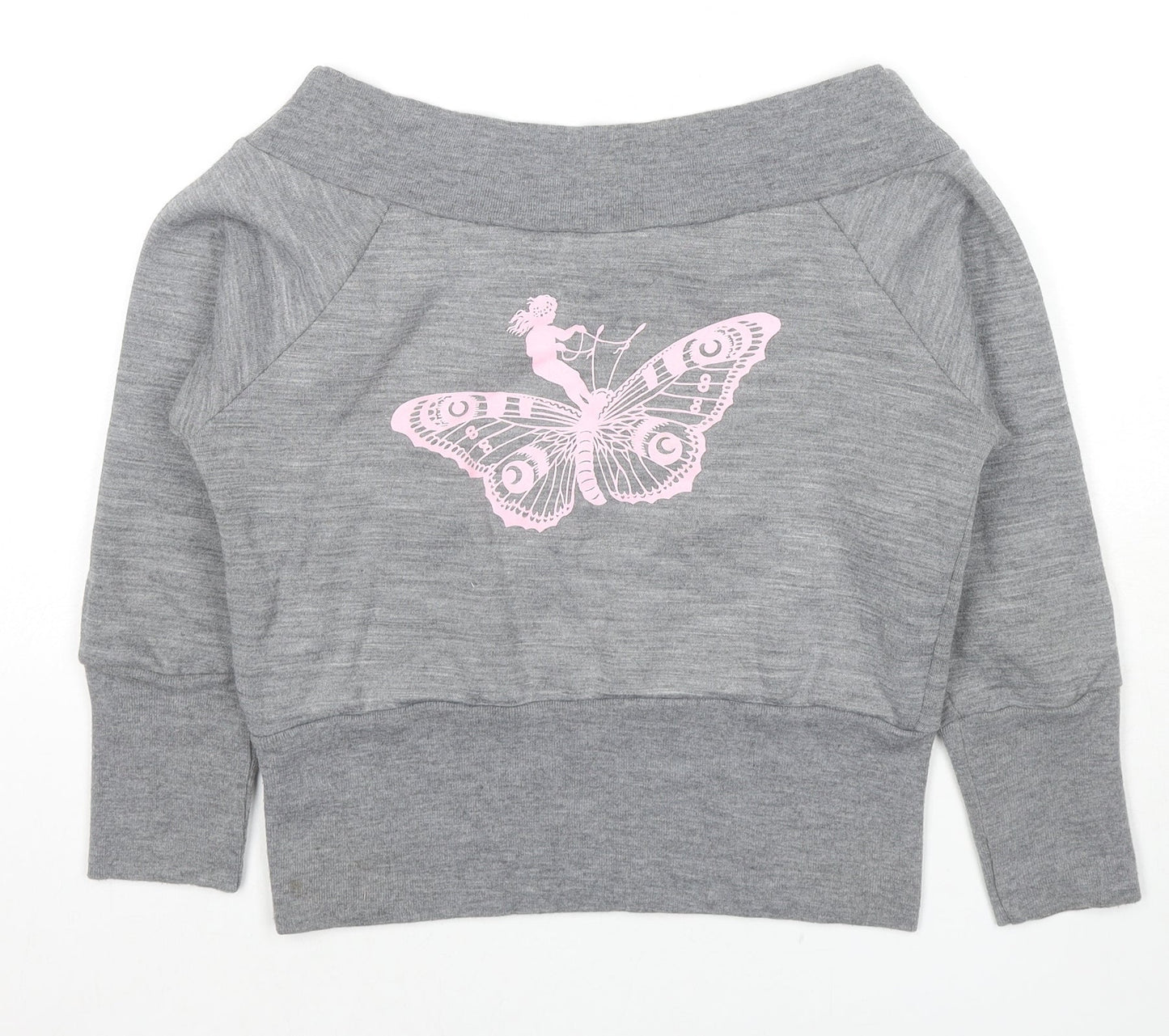 Frost French Womens Grey Polyester Pullover Sweatshirt Size S Pullover - Fairy Butterfly