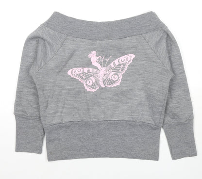 Frost French Womens Grey Polyester Pullover Sweatshirt Size S Pullover - Fairy Butterfly