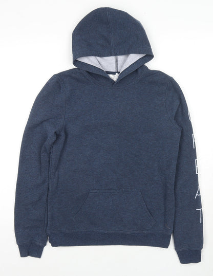 DECATHLON Boys Blue Cotton Pullover Hoodie Size S Pullover - Great