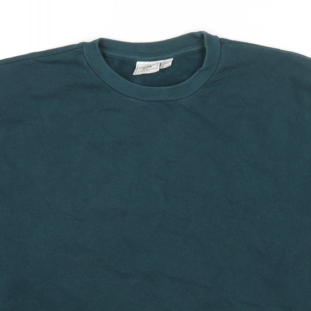 Topman Mens Green Cotton Pullover Sweatshirt Size XS - Size 2XS