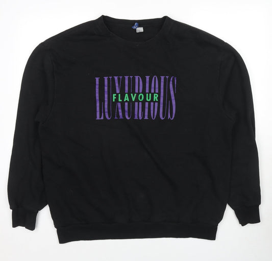 Mens UK Size XL Divided by H&M Black Pullover Sweatshirt