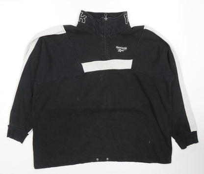 Reebok Womens Black Colourblock Cotton Pullover Sweatshirt Size L Pullover - Logo