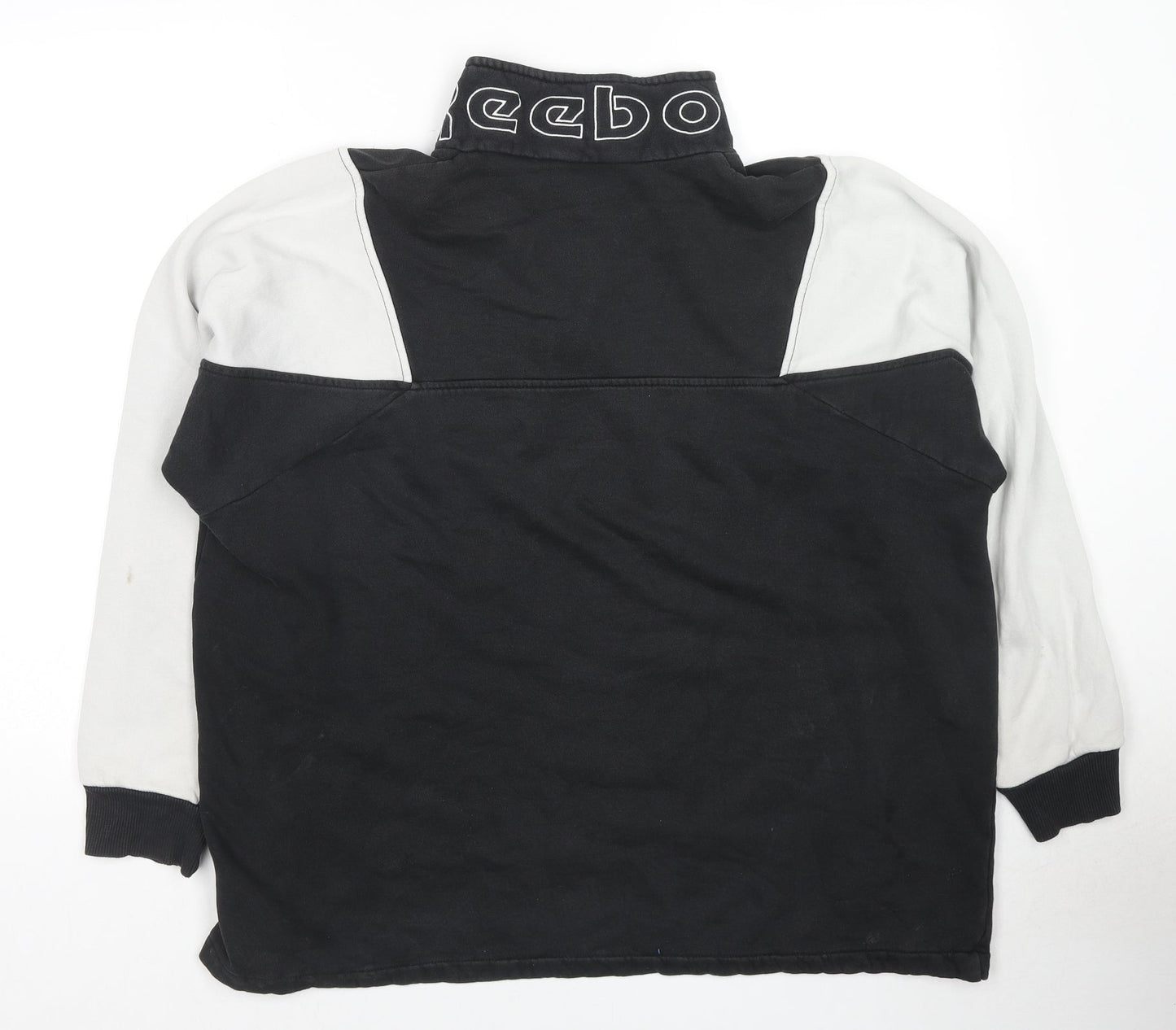 Reebok Womens Black Colourblock Cotton Pullover Sweatshirt Size L Pullover - Logo