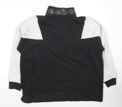 Reebok Womens Black Colourblock Cotton Pullover Sweatshirt Size L Pullover - Logo