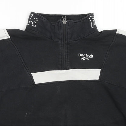 Reebok Womens Black Colourblock Cotton Pullover Sweatshirt Size L Pullover - Logo